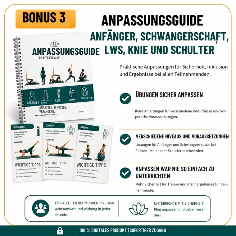 Bonus 3 — Anpassungsguide: Anfänger, Schwangerschaft, LWS, Knie und Schulter