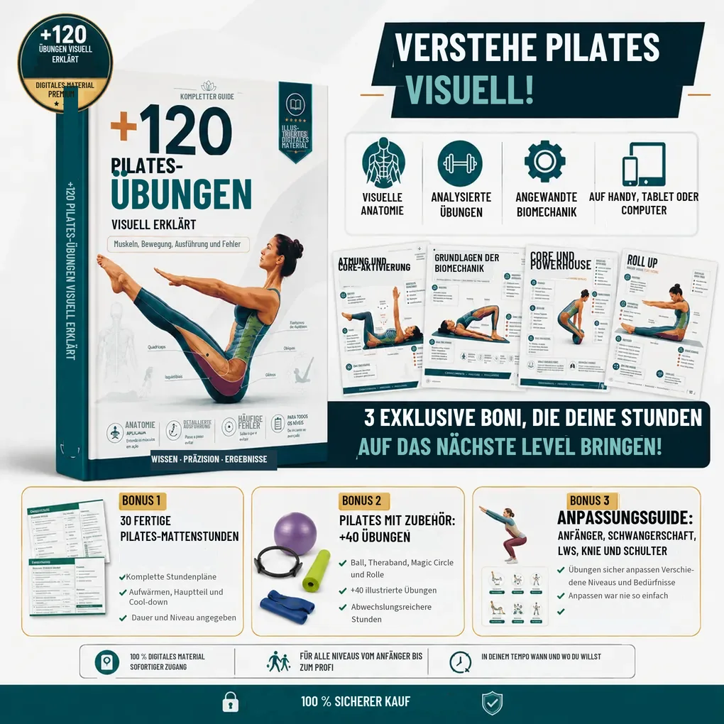 Kompletter Guide und 3 Boni: 30 fertige Stunden, Pilates mit Zubehör und Anpassungsguide
